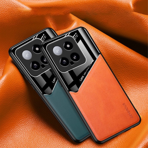 SKALO Xiaomi 14 5G The-V PU-Läder Hybrid Skal - Orange Orange