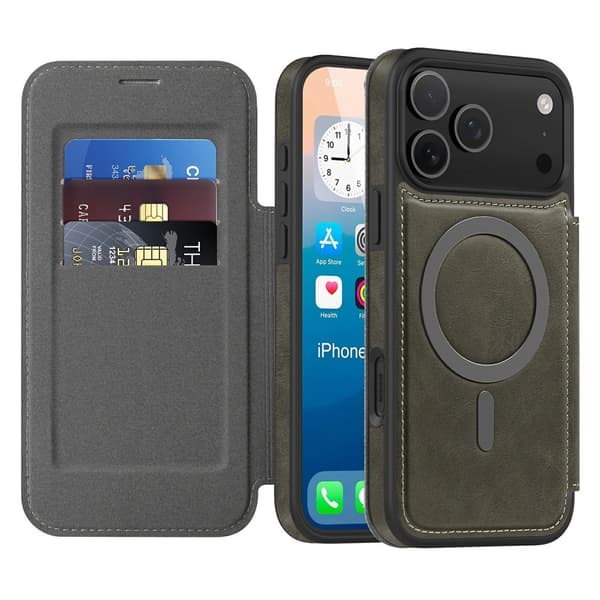 SKALO iPhone 17 Pro Slim Plånboksfodral - Grå grå