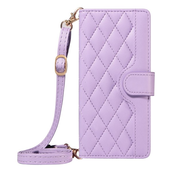 SKALO Samsung A16 Quiltet Flip Cover med skulderrem - Lilla Purple