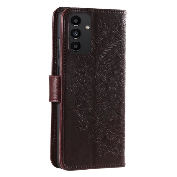 SKALO Samsung A13 4G Mandala Flip Cover - Mørkebrun Dark brown