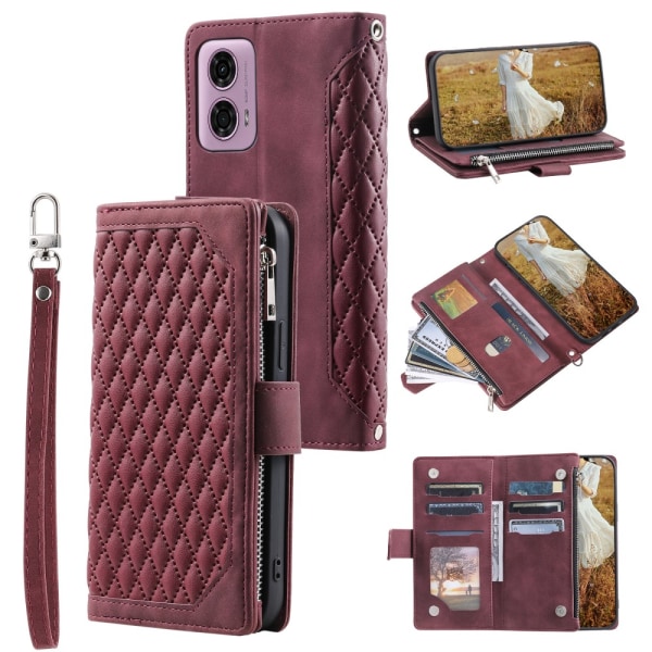 SKALO Motorola Moto G04 Big Wallet Quilted Flip Cover - Rød Red