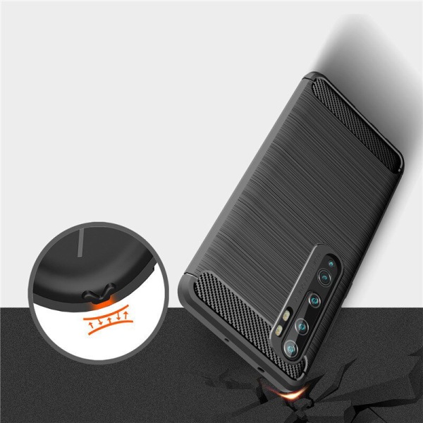 Iskunkestävä Armor Carbon TPU-suojus Xiaomi Mi Note 10 / Note 10 Pro Black