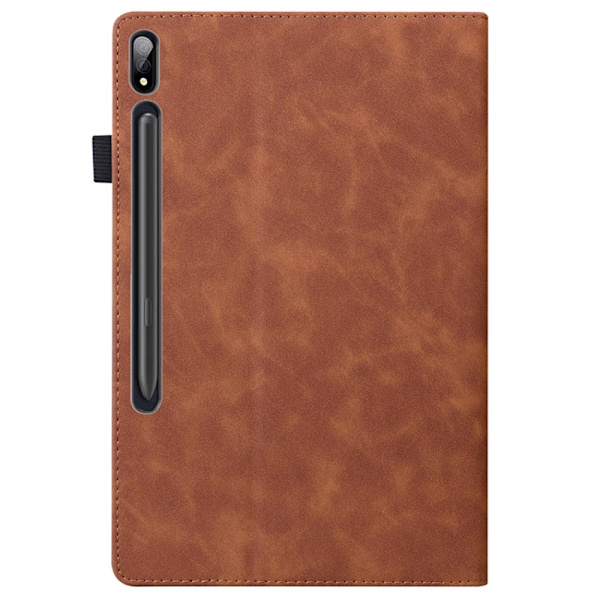 SKALO Samsung Tab S7/S8 PU-læder pungetui med rum til penne - Brun Brown