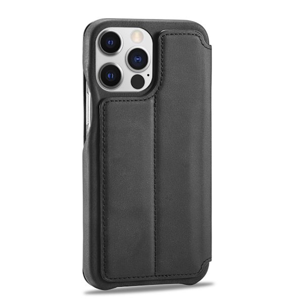 SKALO iPhone 15 Pro LC.IMEEKE Pungetui i PU-læder - Sort Black