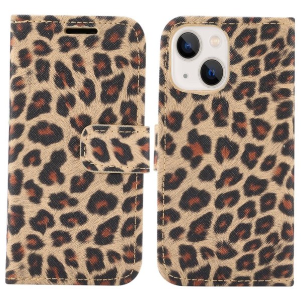 SKALO iPhone 13 Mini Leopard mønster Pung etui i PU læder Multicolor