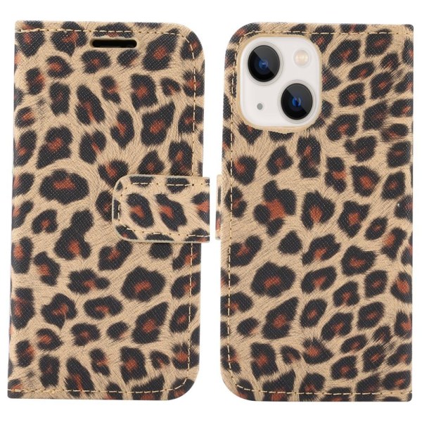SKALO iPhone 13 Mini Leopard mönstrad Plånboksfodral i PU Läder Multicolor