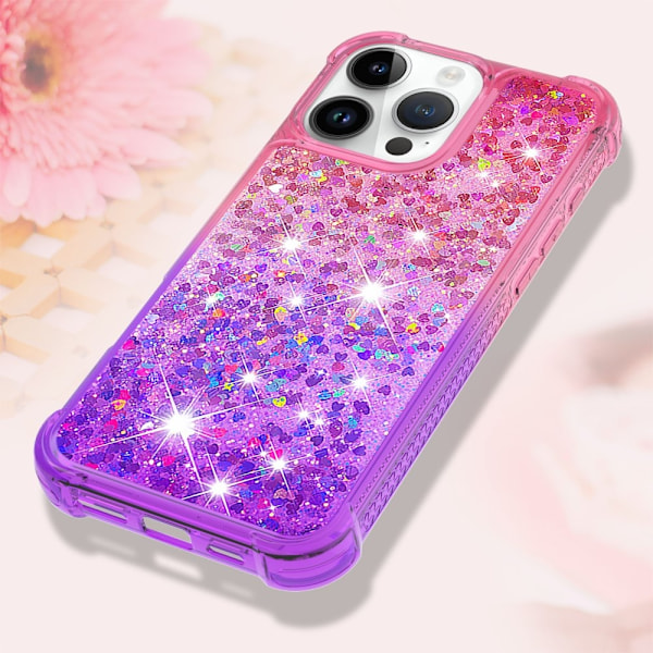 SKALO iPhone 16 Pro Max Kvicksand Glitter Hjärtan TPU-skal - Rosa-Lila multifärg