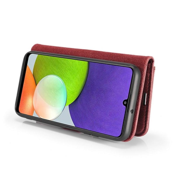DG MING Samsung A22 4G 2-i-1 magnetisk pung etui - Rød Red