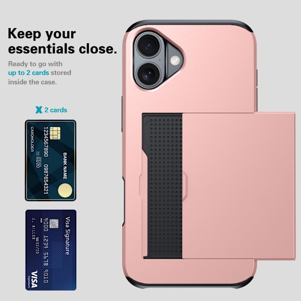 SKALO iPhone 16 Armor Skal Korthållare - Roséguld Rosa guld