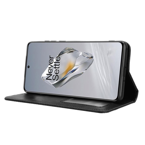 SKALO OnePlus 12R 5G Embossed Premium Plånboksfodral - Svart Svart