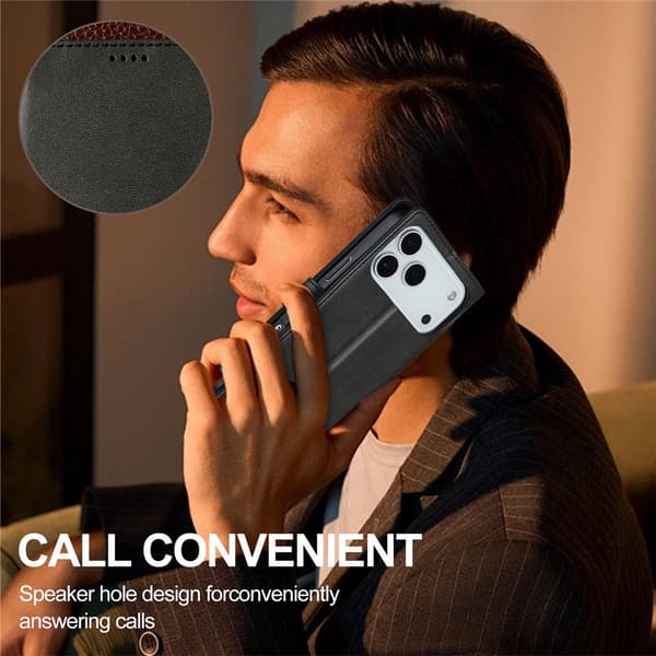 SKALO LC.IMEEKE Premium PU-læder Flip Cover til iPhone 18 Pro Max - Sort Black