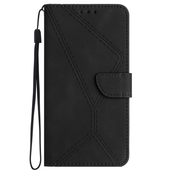 SKALO Motorola Moto G04 Kohokuvioitu PU Nahka Lompakkokotelo - Musta Black
