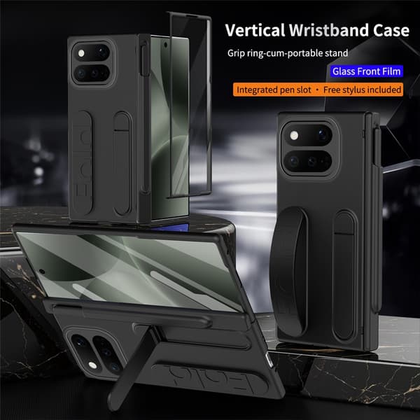 SKALO Multifunktionelt Cover + Hærdet Glas til Google Pixel 11 Pro Fold - Sort Black