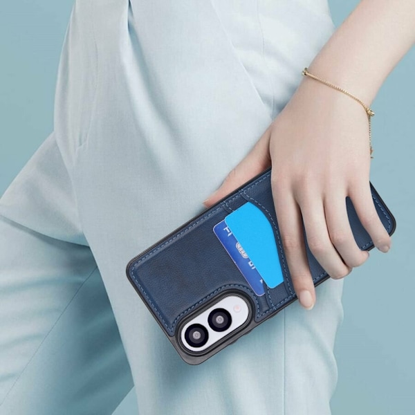 SKALO Samsung S25 Edge PU-Læder Kortholder Cover - Blå Blue