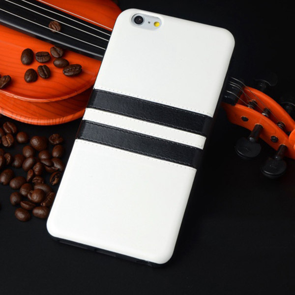 Skal i PU-läder med 2 streck iPhone 6/6S White