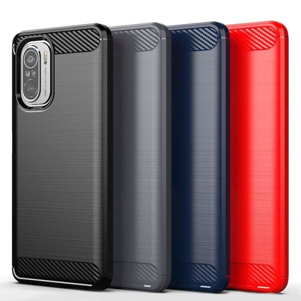 SKALO Xiaomi Poco F3 Armor Carbon Stødsikker TPU-cover - Vælg fa Grey