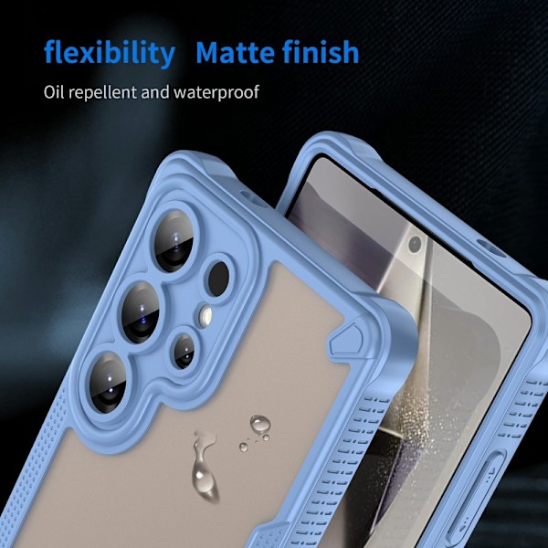 SKALO Samsung S25 Ultra Armor Hybrid Frosted Skal - Blå Blå