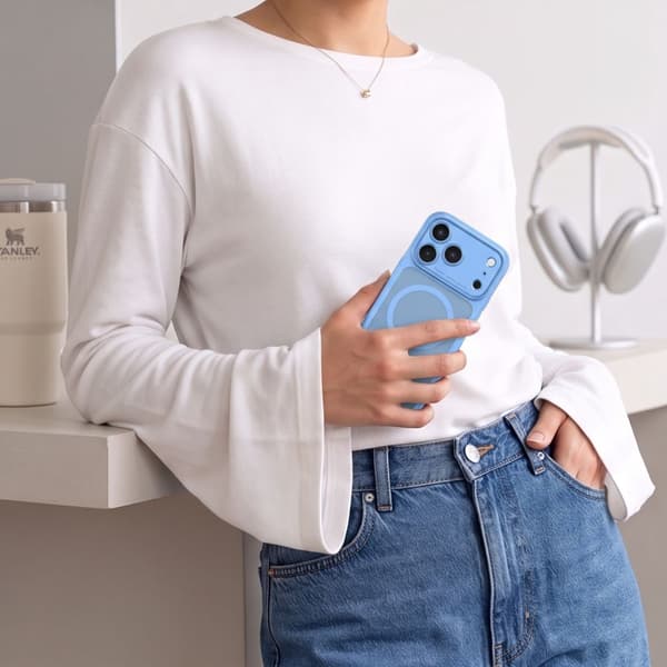 Tech-Protect MagPeak MagSafe CC Cover til iPhone 18 Pro - Lyseblå Blue