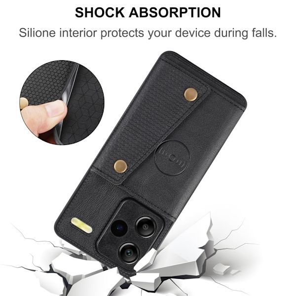 SKALO Xiaomi Redmi Note 13 Pro+ PU-læder Kortholder Cover - Grå Grey