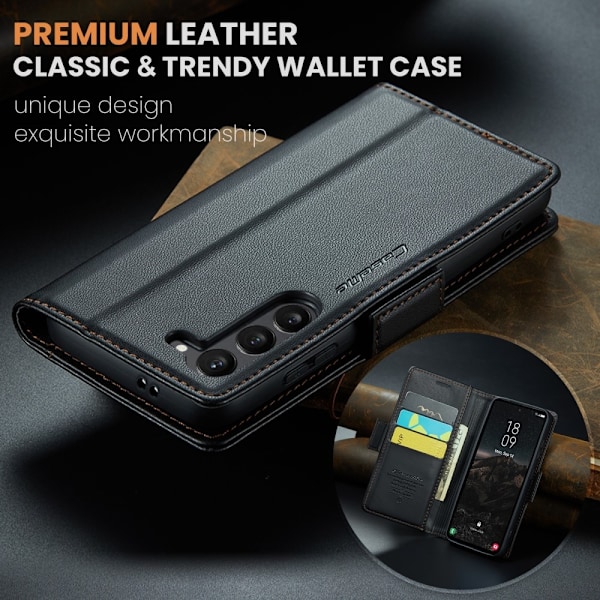 CaseMe Samsung S25 023 Series PU-Läder Flip Cover - Sort Black
