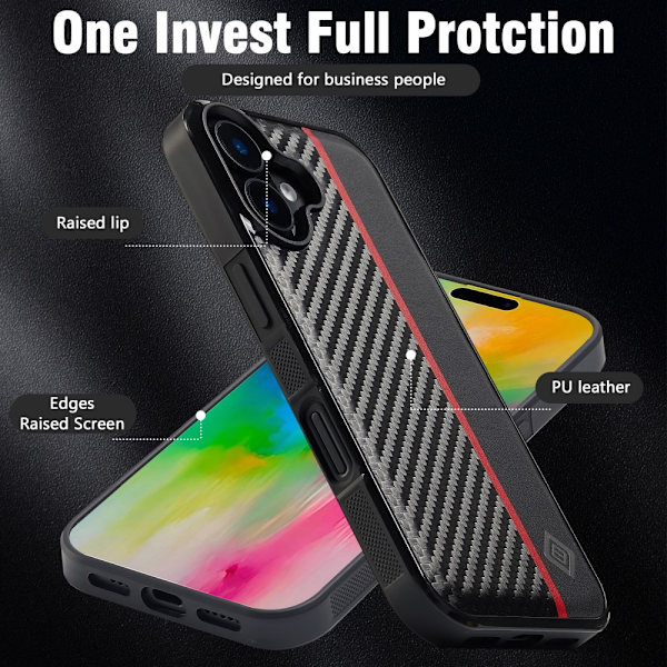 LC.IMEEKE iPhone 16 Carbon Fiber Skal Svart