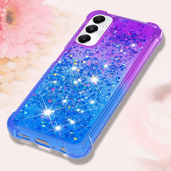 SKALO Samsung A05s 4G Juoksuhiekka Glitter Sydämet TPU kuori - Violetti-Sininen Multicolor