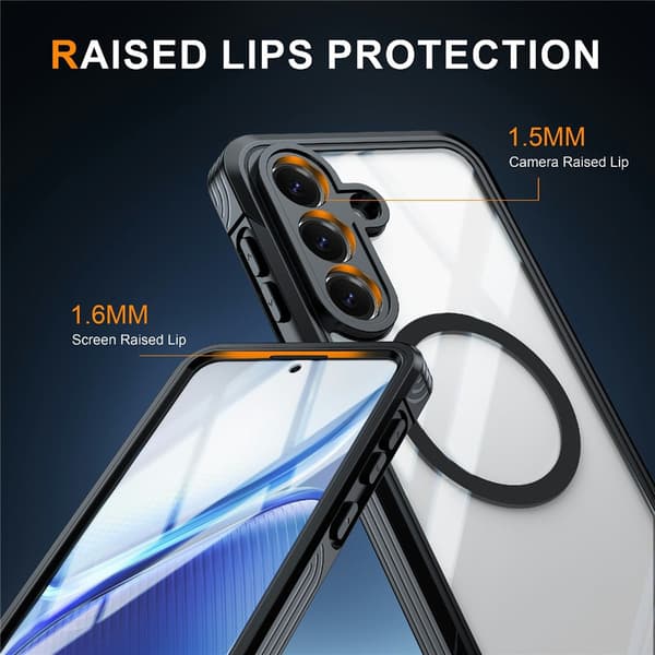 SKALO Shockproof Clear Hybrid+Skærmbeskyttelse Cover til Samsung Galaxy S26 FE - Sort Black