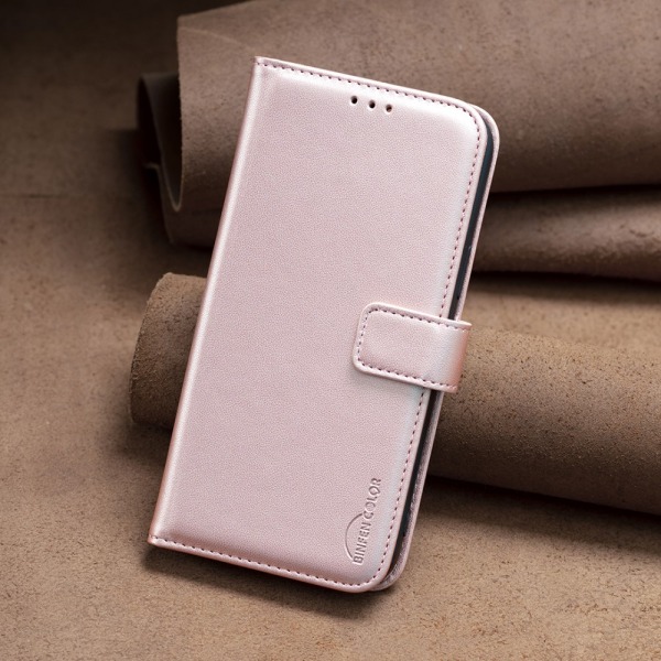 Motorola Moto G54 5G BINFEN COLOR Embossed Plånboksfodral - Rosé Rosa guld