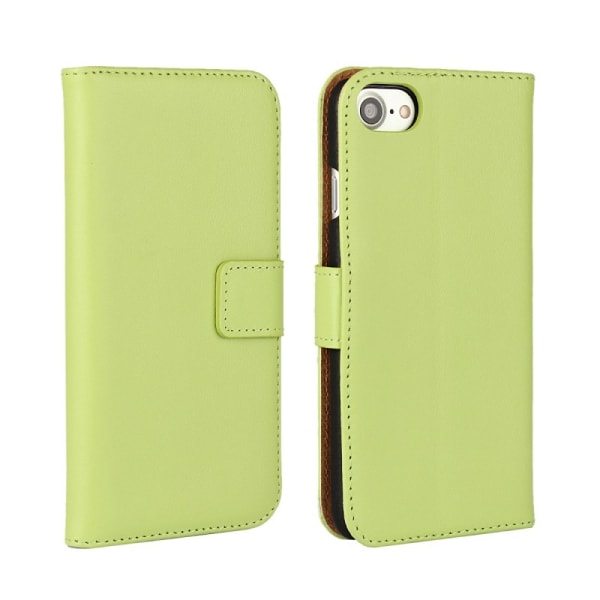 SKALO iPhone 7/8 Flip Cover m. Pung i Ægte Læder - Vælg farve Green