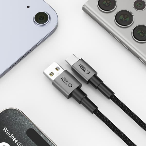 Tech-Protect Ultraboost DNA USB-A till USB-C-kabel 3A 2m - Iron Grey grå