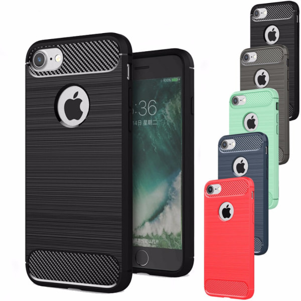 SKALO iPhone 7/8 Armor Carbon Stöttåligt TPU-skal - Fler färger Svart