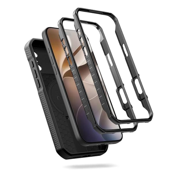 Tech-Protect Kevlar MagSafe 2-Set Cover med stativ til iPhone 18 Pro Max - Sort Black