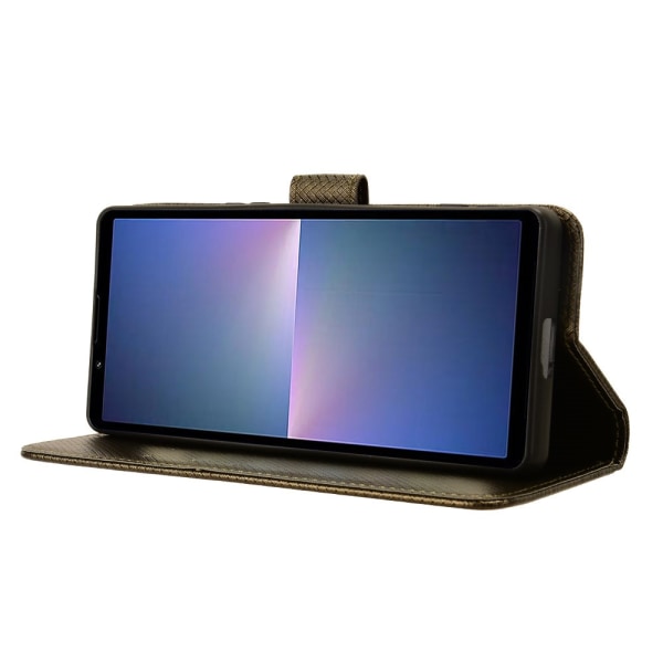 SKALO Sony Xperia 5 V Premium Mini Rhombus Wallet Flip Cover - B Brown