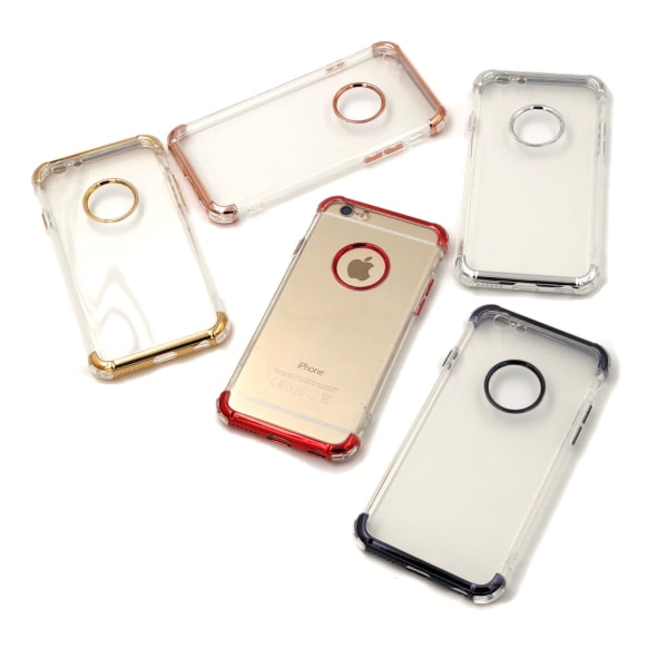 Ekstra slidstærkt design silikoneskal | farvede kanter iPhone 6 / 6S - f Silver