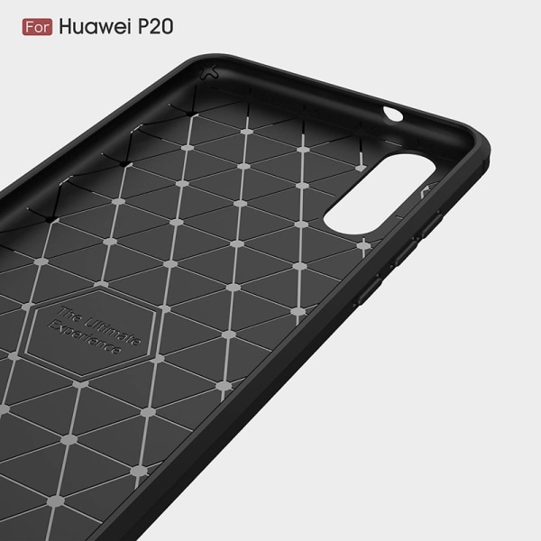 SKALO Huawei P20 Armor Carbon Iskunkestävä TPU suojakuori - Vali Red