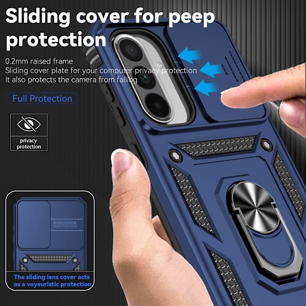 SKALO Samsung A56 5G Armor Metallirengas Kameraliukusuoja Suojakuori - Sininen Blue