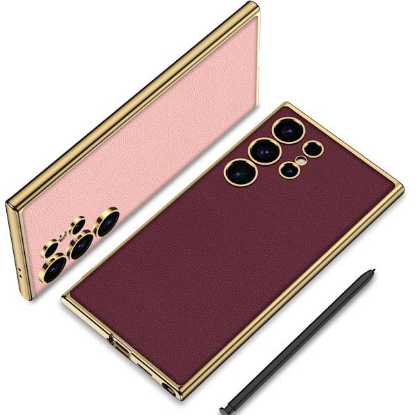 SKALO Samsung S24 Ultra PU-læder Gold Edge Cover - Sort Black
