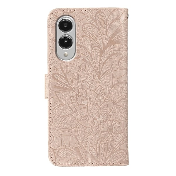 SKALO Samsung S25 Edge Mandala Blomst Flip Cover - Rosa guld Pink gold