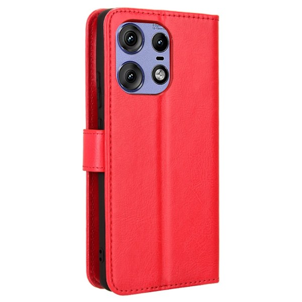 SKALO Motorola Edge 50 Pro 5G Crazy Horse Plånbok PU Läder - Röd Röd