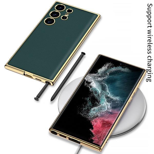 SKALO Samsung S24 Ultra PU-læder Gold Edge Cover - Sort Black