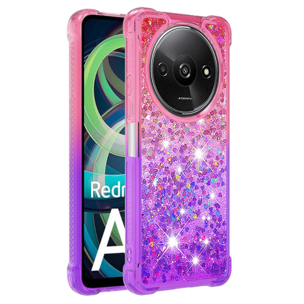 SKALO Xiaomi Redmi A3 Kvicksand Glitter Hjärtan TPU-skal - Rosa-Lila multifärg