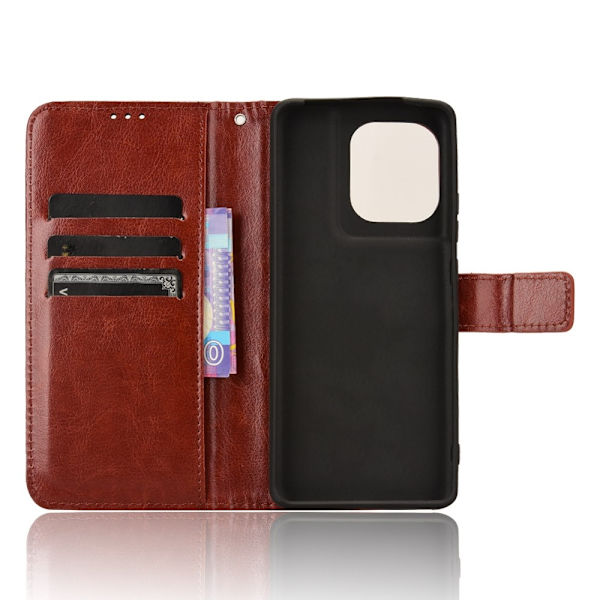 SKALO Motorola Edge 50 Pro 5G Crazy Horse lompakko PU nahka - Ruskea Brown