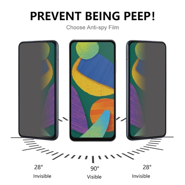 2-PACK SKALO Samsung Galaxy A54 5G Privacy Skärmskydd Härdat Glas - Svart Svart
