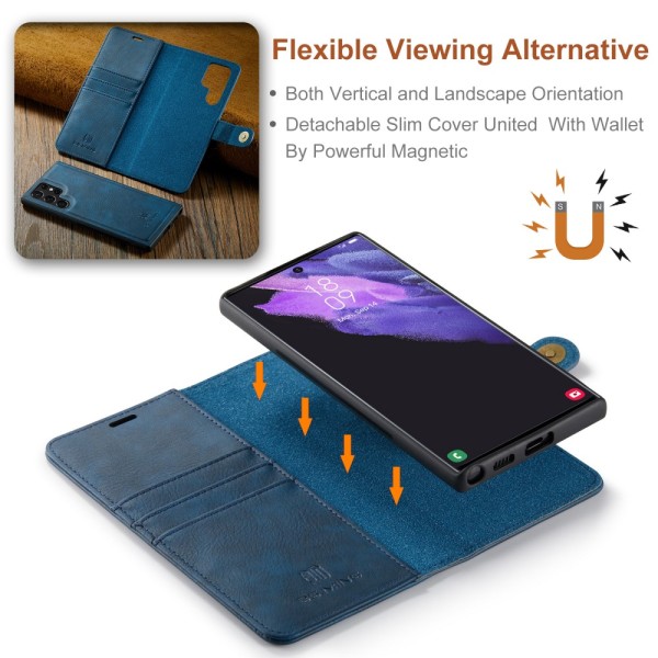 DG MING Samsung S24 Ultra 2-in-1 magneetti lompakkokotelo - Sini Blue