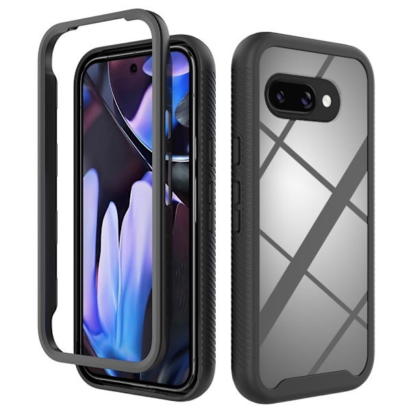 SKALO Google Pixel 9a Shockproof Clear Hybrid+Skærmbeskyttelse Cover - Sort Black