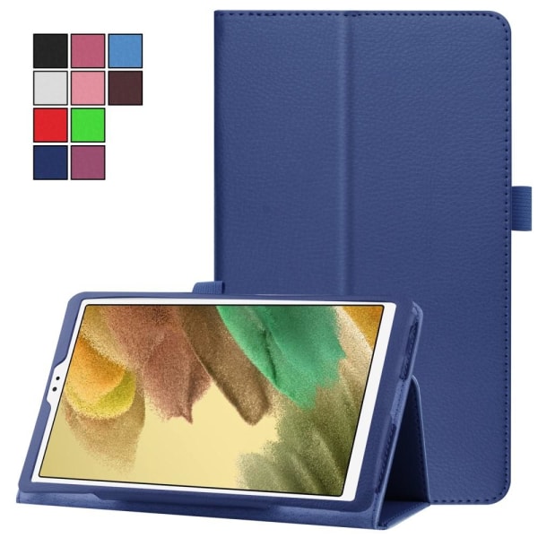 SKALO Samsung Tab A7 Lite Duofold Litchi Flip Cover - Mørkeblå Dark blue