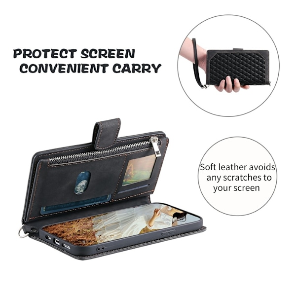 SKALO Motorola Moto G75 5G Style 005 Big Wallet Quiltat Flip Cover - Sort Black