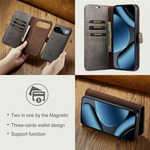 DG MING 2-i-1 Magnet Flip Cover til Google Pixel 11 - Grå Grey