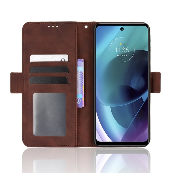 SKALO Moto G51 6-DELT Pung Etui - Brun Brown