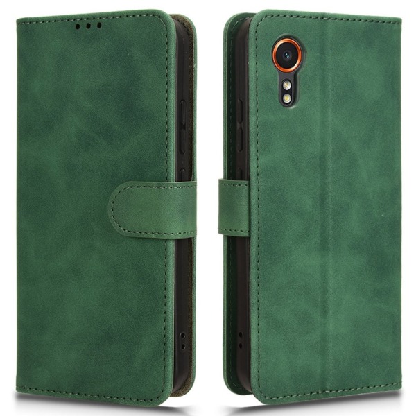 SKALO Samsung Xcover 7 Matt PU-Läder Plånboksfodral - Grön Grön